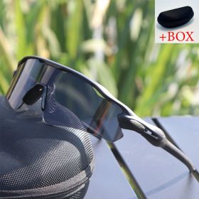 Sport Sunglasses Cycling Glasses +Box for Men Women TR90 Frame With HD Lens Anti-Glare For MTB Running Driving Fishing Men's (Lenses Color: A And Box)