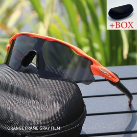 Sport Sunglasses Cycling Glasses +Box for Men Women TR90 Frame With HD Lens Anti-Glare For MTB Running Driving Fishing Men's (Lenses Color: J And Box)