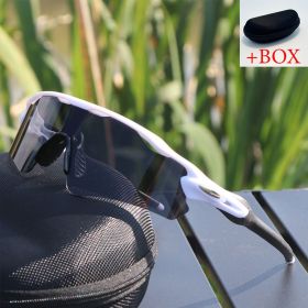 Sport Sunglasses Cycling Glasses +Box for Men Women TR90 Frame With HD Lens Anti-Glare For MTB Running Driving Fishing Men's (Lenses Color: M And Box)