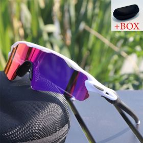 Sport Sunglasses Cycling Glasses +Box for Men Women TR90 Frame With HD Lens Anti-Glare For MTB Running Driving Fishing Men's (Lenses Color: N And Box)