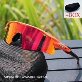Sport Sunglasses Cycling Glasses +Box for Men Women TR90 Frame With HD Lens Anti-Glare For MTB Running Driving Fishing Men's (Lenses Color: E And Box)