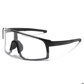 Sports Wrap Around Sunglasses For Women Men Large One Piece Sun Shades For Cycling Fishing Skiing Fashion Sun Glasses UV400 (Lenses Color: black clear)