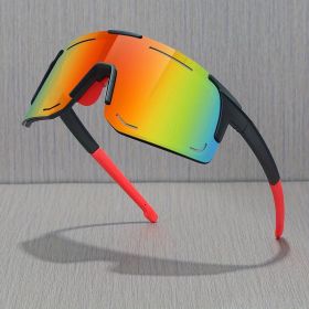 Sports Wrap Around Sunglasses For Women Men Large One Piece Sun Shades For Cycling Fishing Skiing Fashion Sun Glasses UV400 (Lenses Color: black red)